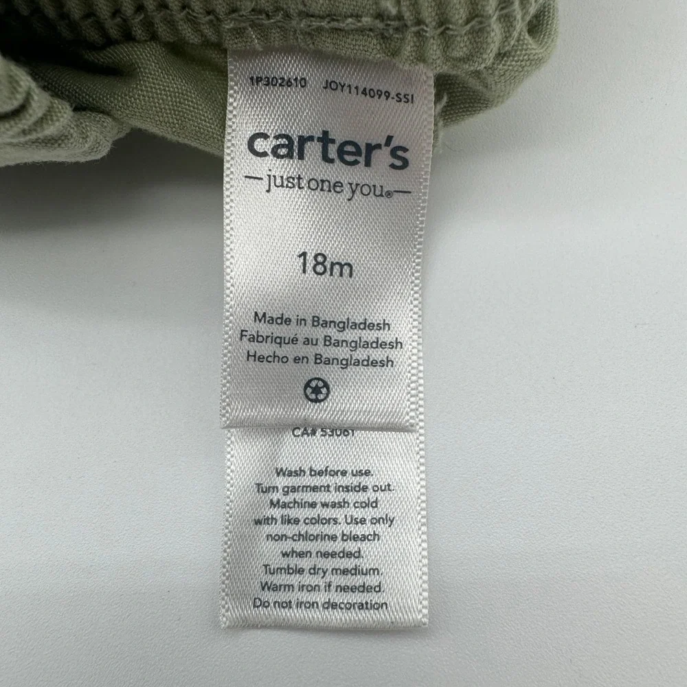 Carter's Just One You Toddler‎ Shorts 18M Light Green Pull On Cotton Shorts
